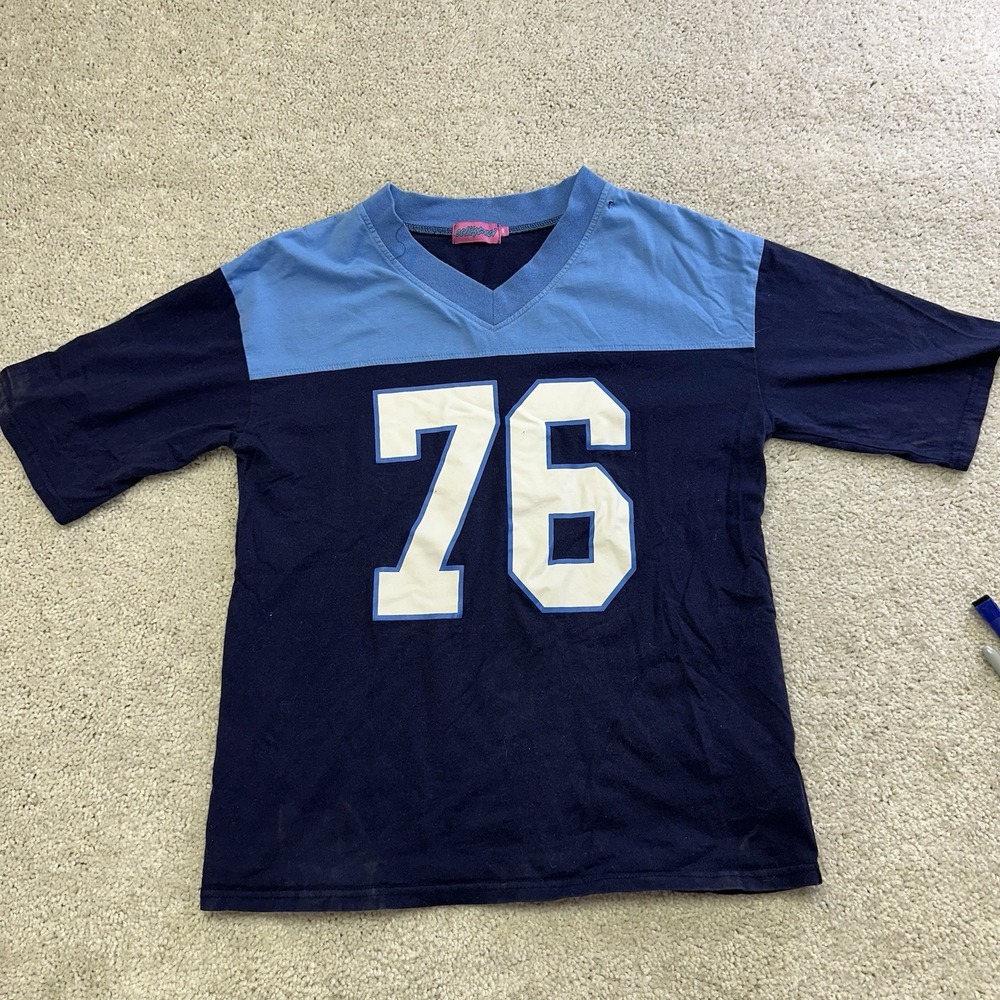EDIKTED Women's 76 Oversized T-Shirt Blue XS 100% cotton Graphic text TOP‎